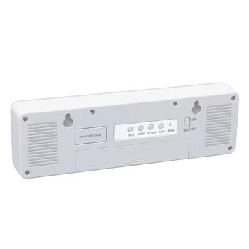 Budilica s LCD brojevima, termometar, vječni kalendar, alarm, odbrojavanje, prikaz mjeseca; napajanje baterijama, elektronički mehanizam, ABS kućište
