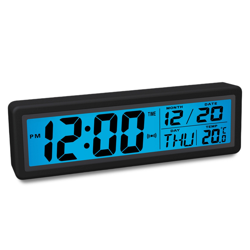 Budilica s LCD brojevima, termometar, vječni kalendar, alarm, odbrojavanje, prikaz mjeseca; napajanje baterijama, elektronički mehanizam, ABS kućište
