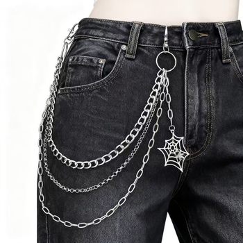 Lanac za struk s višeslojnim metalnim lancima, paukova mreža, gotički stil, unisex (Metal; Lanac za struk; Unisex; Marka: Lihan jewelry; Obrada: Da)