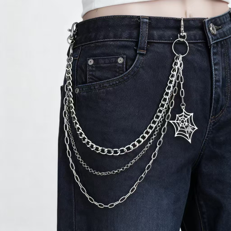Lanac za struk s višeslojnim metalnim lancima, paukova mreža, gotički stil, unisex (Metal; Lanac za struk; Unisex; Marka: Lihan jewelry; Obrada: Da)