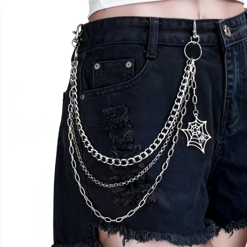 Lanac za struk s višeslojnim metalnim lancima, paukova mreža, gotički stil, unisex (Metal; Lanac za struk; Unisex; Marka: Lihan jewelry; Obrada: Da)