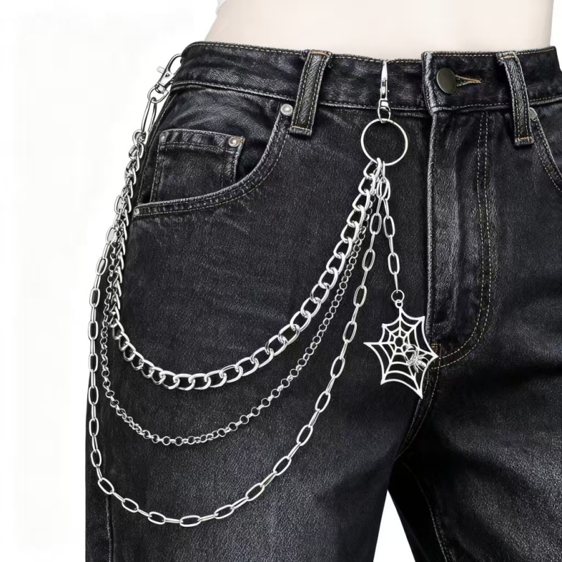 Lanac za struk s višeslojnim metalnim lancima, paukova mreža, gotički stil, unisex (Metal; Lanac za struk; Unisex; Marka: Lihan jewelry; Obrada: Da)
