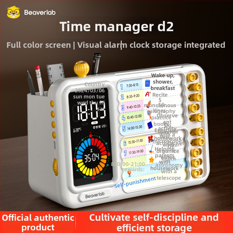 Põhikooli õpilastele mõeldud termomeetriga ja kalendri funktsiooniga äratuskell; patareidega töötav, ruudukujuline ABS-korpus, LED-numbriline ekraan