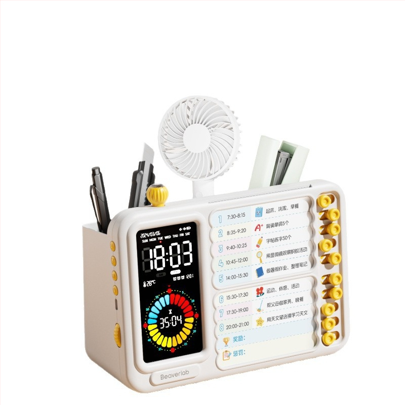 Põhikooli õpilastele mõeldud termomeetriga ja kalendri funktsiooniga äratuskell; patareidega töötav, ruudukujuline ABS-korpus, LED-numbriline ekraan