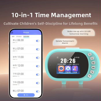 Ceas de birou pentru elevi cu control vocal și AI gestionare a timpului, afișaj LCD, calendar perpetuu, baterie reîncărcabilă