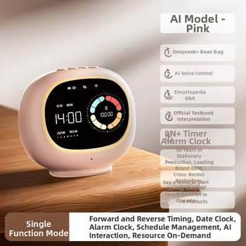 Kohandatud Yunfeng nutikas hääle äratuskell lapsele — õppimise taimer, visuaalne ajahaldur õpilaste distsipliiniks (Elektroniline mehhanism, LCD-ekraan, ümmargune plastikust korpus, aku toide)