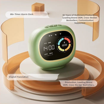 Kohandatud Yunfeng nutikas hääle äratuskell lapsele — õppimise taimer, visuaalne ajahaldur õpilaste distsipliiniks (Elektroniline mehhanism, LCD-ekraan, ümmargune plastikust korpus, aku toide)