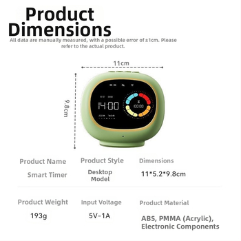 Kohandatud Yunfeng nutikas hääle äratuskell lapsele — õppimise taimer, visuaalne ajahaldur õpilaste distsipliiniks (Elektroniline mehhanism, LCD-ekraan, ümmargune plastikust korpus, aku toide)