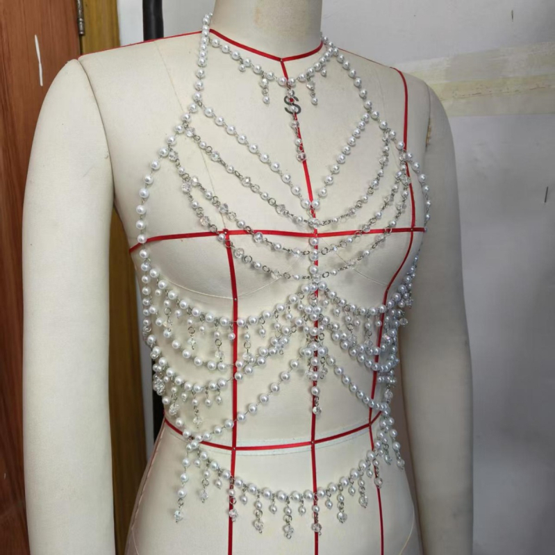 Perlni tijelo lanac za ženski top – geometrijski stil, bez ugrađenih dragulja, individualno pakiranje, prilagodba, proljeće 2025