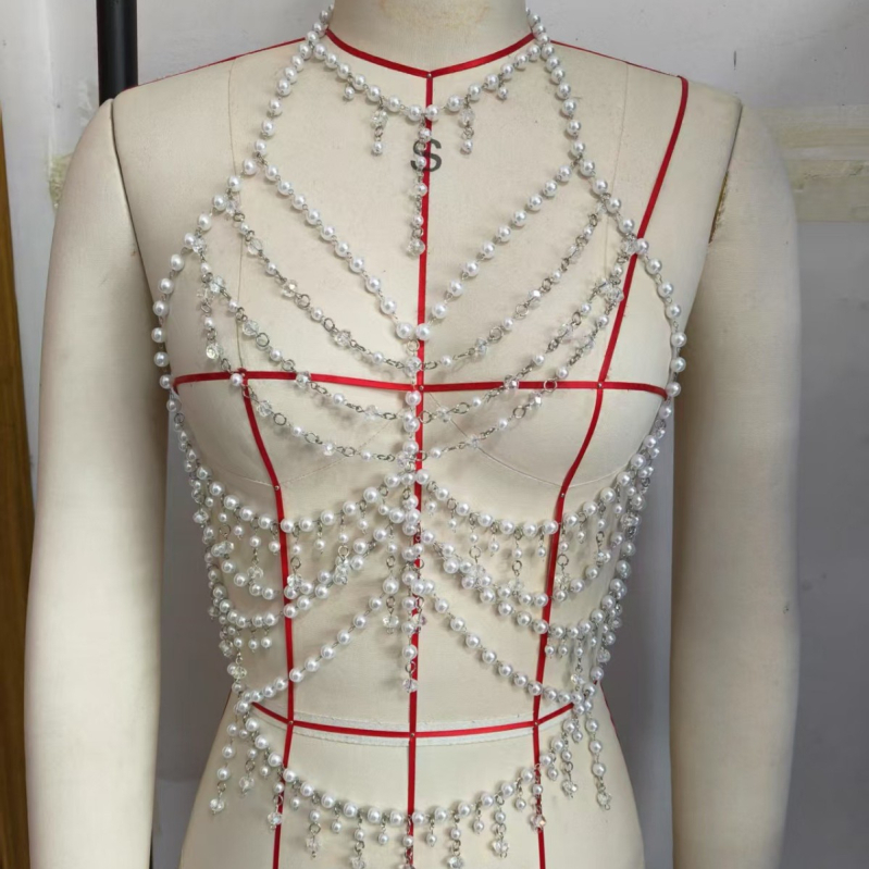 Perlni tijelo lanac za ženski top – geometrijski stil, bez ugrađenih dragulja, individualno pakiranje, prilagodba, proljeće 2025