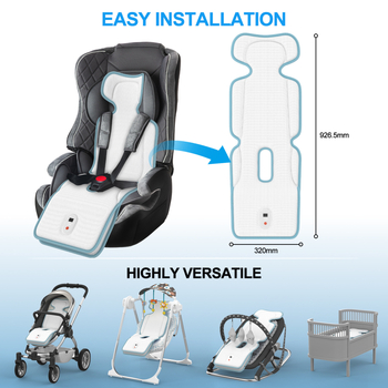 Panergy Pad de răcire pentru căruciorul bebelușului, din fibre de bambus, cu panou de ventilație și ventilatoare USB duale – Pernă respirabilă de vară pentru 0-6 ani și scaun auto