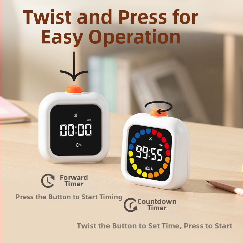 Deli LE110 visuaalne tagasijooksu taimer koos äratuskellaga õppimiseks, LED-numbriline ekraan, Elektroniline mehhanism, ABS-korpus, Väline toide