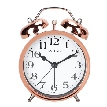 Ceas deșteptător metal cu sonerie, alimentat cu baterii, mișcare cu săritoare a secundelor, afișaj numeric (SANGTAI)