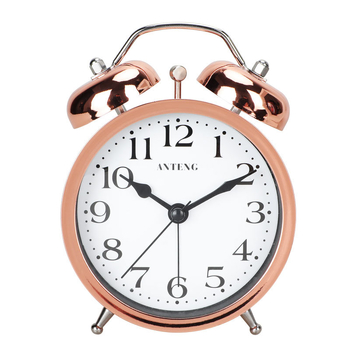 Ceas deșteptător metal cu sonerie, alimentat cu baterii, mișcare cu săritoare a secundelor, afișaj numeric (SANGTAI)
