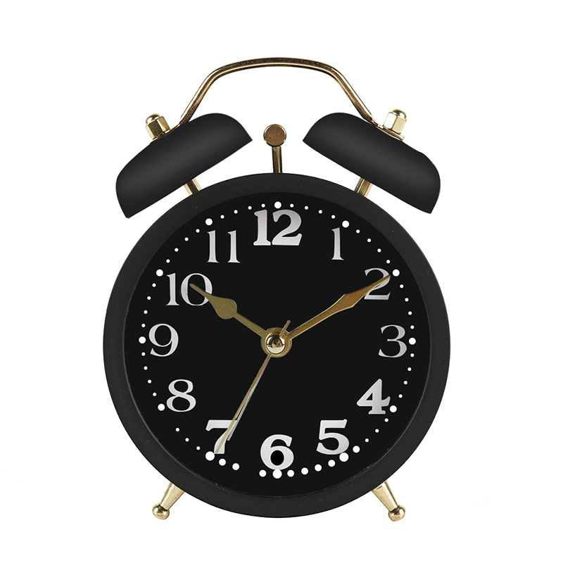 Ceas deșteptător metal cu sonerie, alimentat cu baterii, mișcare cu săritoare a secundelor, afișaj numeric (SANGTAI)