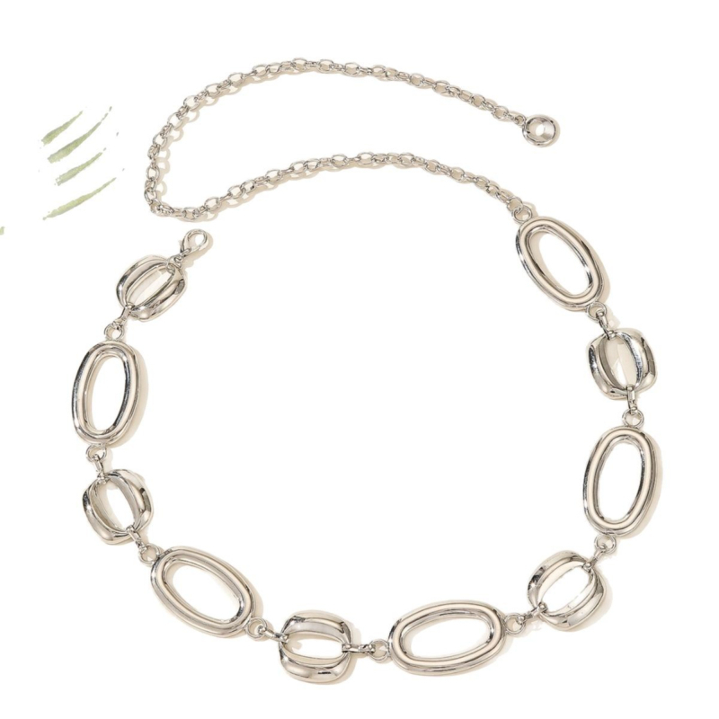 Lanț metalic de talie pentru corp, stil versatil, lungime 80–100 cm, lățime 3,1 cm, pentru femei adulte