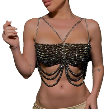 Kristalni body chain s geometrijskim dizajnom, ženski halter ogrlica, ručna izrada