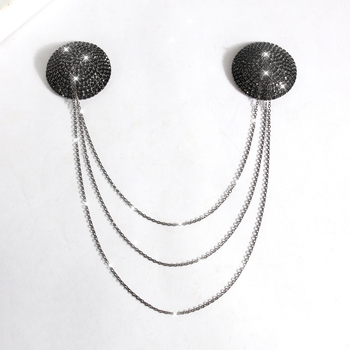 Lanț pentru sfarcuri pentru femei – rhinestone, formă geometrică, finisaj electroplacat