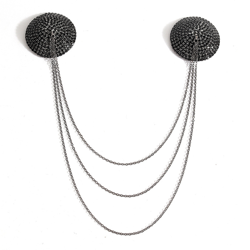 Lanț pentru sfarcuri pentru femei – rhinestone, formă geometrică, finisaj electroplacat