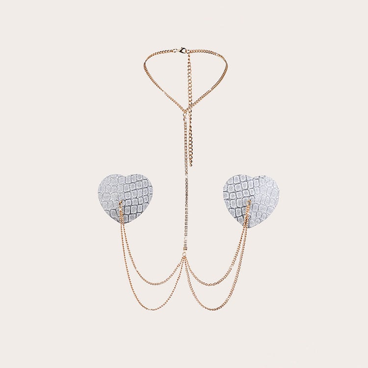 Lanț de piele pentru bust cu patch - Handmade, Unisex, 34 g