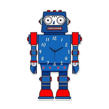 Ceas de perete; stil desen animat; față analogă cu cifre; carcasă din lemn; mișcare cuarț (alimentat cu baterie)