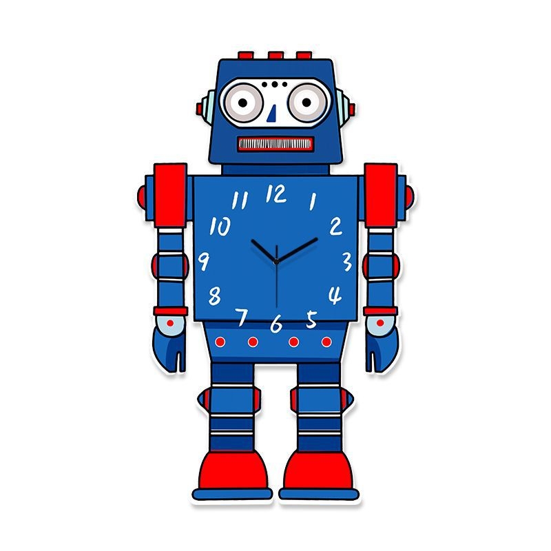 Ceas de perete; stil desen animat; față analogă cu cifre; carcasă din lemn; mișcare cuarț (alimentat cu baterie)