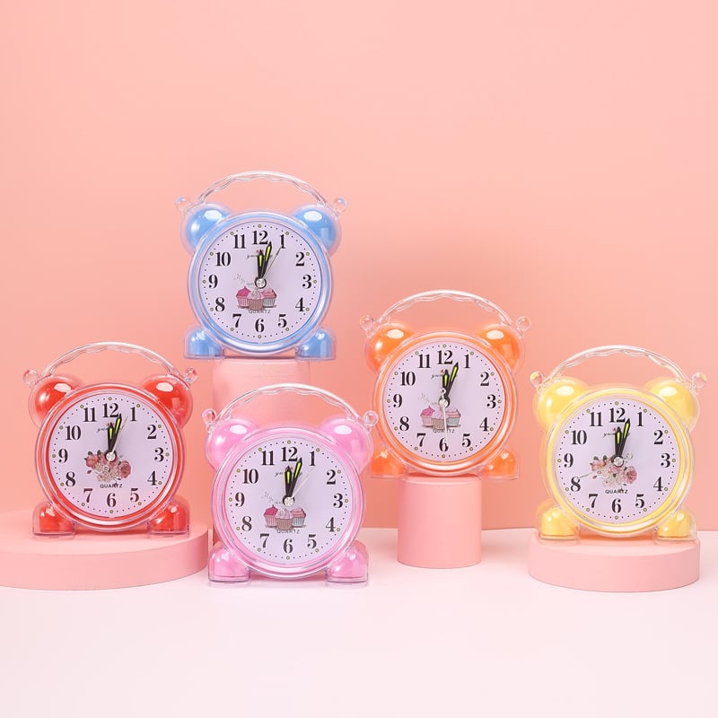 Ceas deșteptător cu afișaj analog, mișcare cu săritură a secundelor, alimentare cu baterie, carcasă din plastic, cadran din plastic