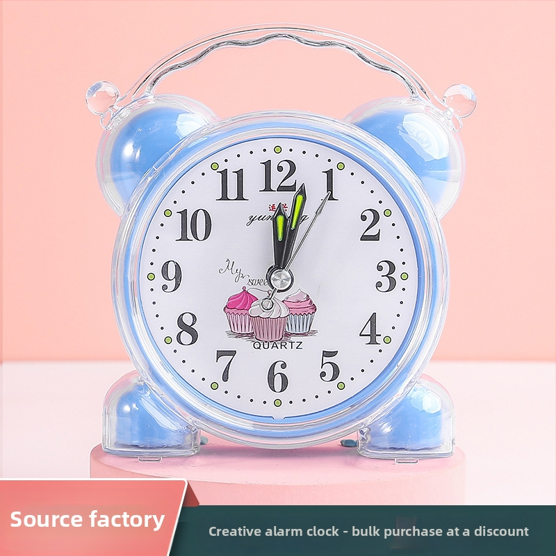 Ceas deșteptător cu afișaj analog, mișcare cu săritură a secundelor, alimentare cu baterie, carcasă din plastic, cadran din plastic