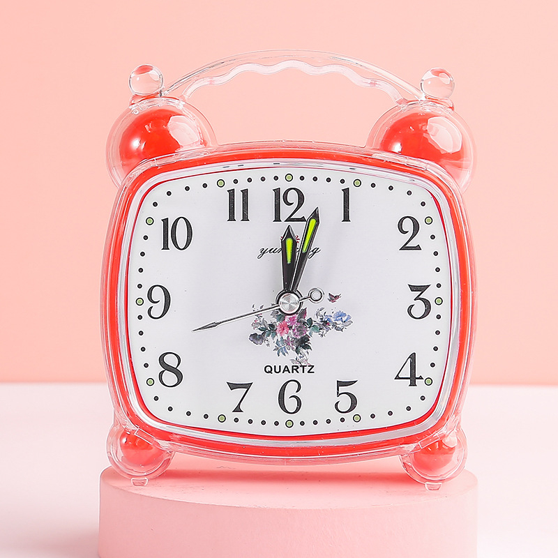Ceas deșteptător cu afișaj analog, mișcare cu săritură a secundelor, alimentare cu baterie, carcasă din plastic, cadran din plastic