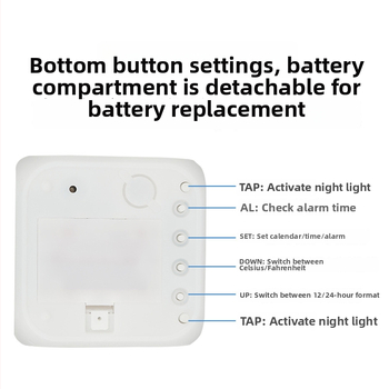 Youmi ceas deșteptător pătrat, silențios, afișaj LED, alimentare cu baterie, mecanism electronic Pearl, cu afișaj pe o singură față, grosime 10 mm (afișaj LED; alimentare cu baterie; mecanism electronic Pearl; singură față; grosime 10 mm)
