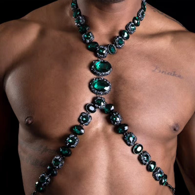 Unisex lanac za tijelo s Rhinestones kristalima i akrilnom mozaikom, elektropliranje, kapljasti oblik