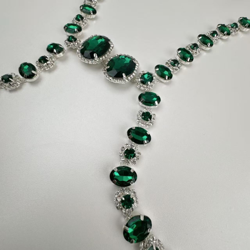 Unisex lanac za tijelo s Rhinestones kristalima i akrilnom mozaikom, elektropliranje, kapljasti oblik