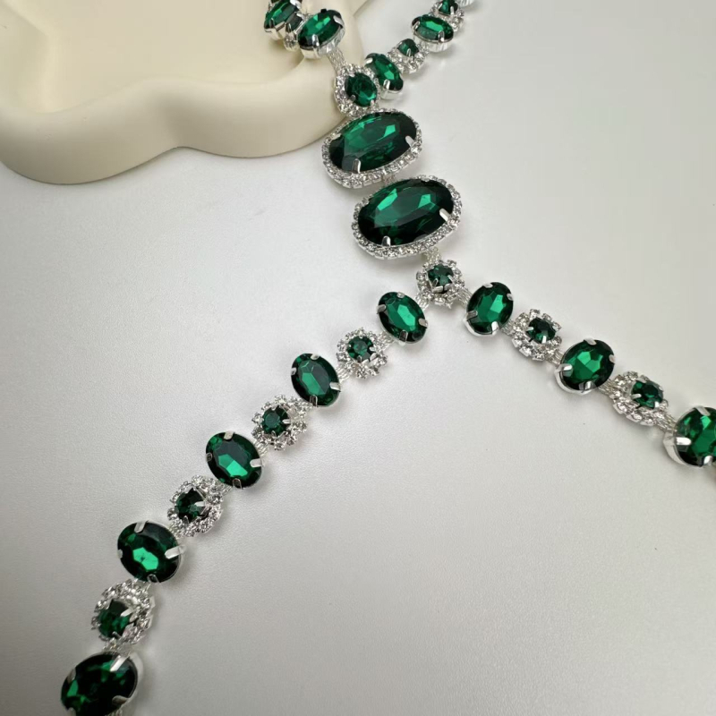 Unisex lanac za tijelo s Rhinestones kristalima i akrilnom mozaikom, elektropliranje, kapljasti oblik