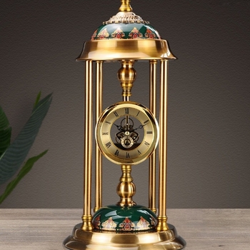 Ceas de birou cu stil european, cu carcasă metalică și cadran metalic, alimentat de baterie