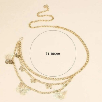 Colieră talie metalică cu pandantiv fluture, design multistrat, pentru femei adulte