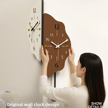 Ceas de perete de colț pentru living, alimentat cu baterie, Mișcare Meisd, carcasă acrilică și cadran acrilic