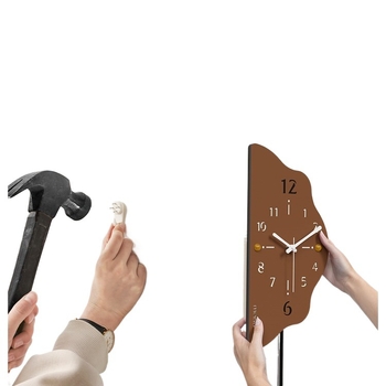 Ceas de perete de colț pentru living, alimentat cu baterie, Mișcare Meisd, carcasă acrilică și cadran acrilic