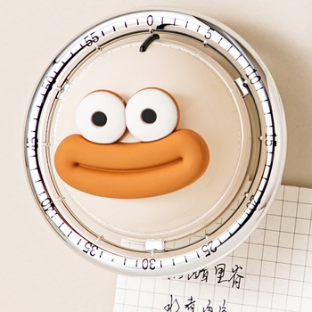 Mechanický kuchynský časovač s ukazovateľom, guľatý vzhľad, napájaný batériou – na varenie a pečenie