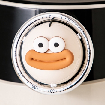 Mechanický kuchynský časovač s ukazovateľom, guľatý vzhľad, napájaný batériou – na varenie a pečenie