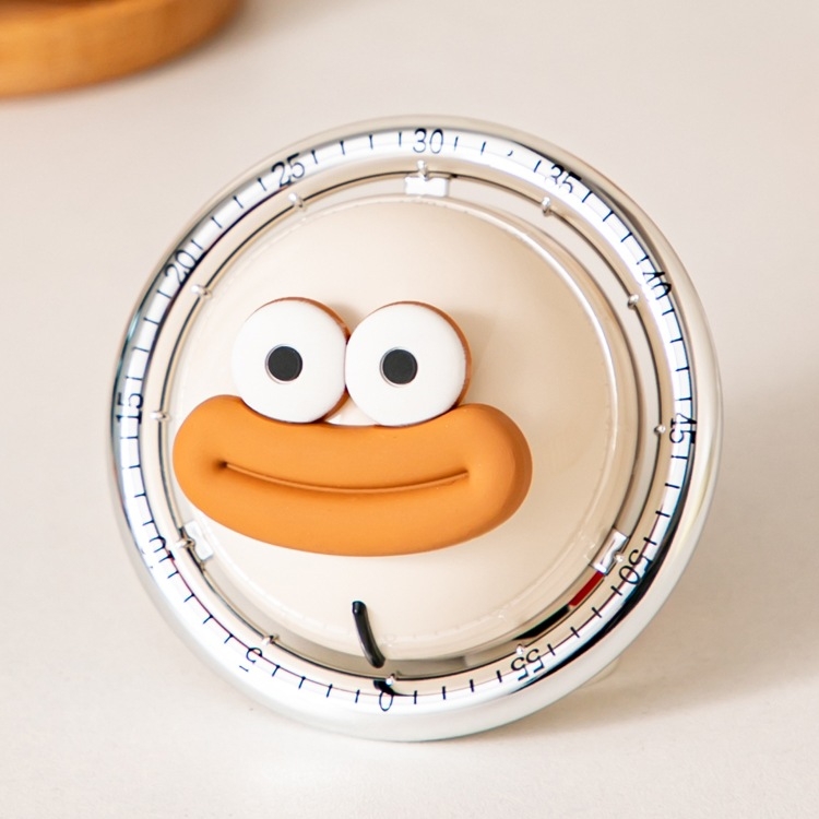 Mechanický kuchynský časovač s ukazovateľom, guľatý vzhľad, napájaný batériou – na varenie a pečenie