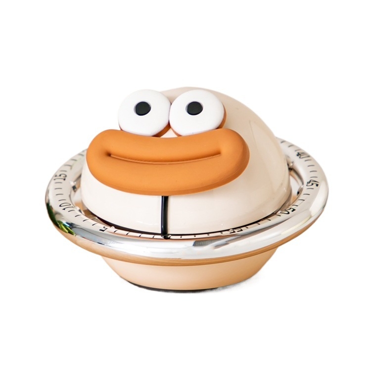 Mechanický kuchynský časovač s ukazovateľom, guľatý vzhľad, napájaný batériou – na varenie a pečenie