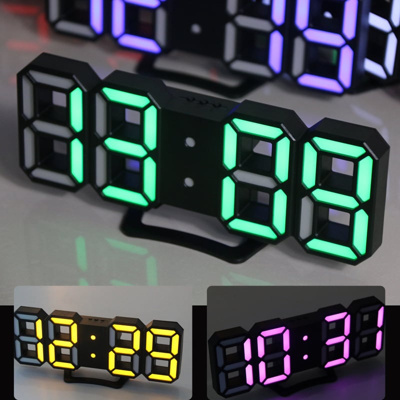 Ceas LED digital cu termometru, calendar și alarmă — ceas de perete/pe birou cu alimentare externă, carcasă ABS