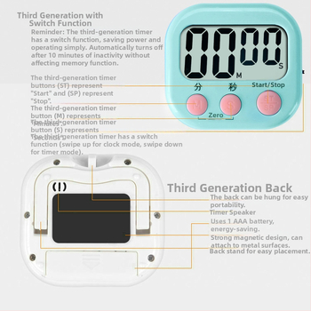 Kuchynský časovač s mechanickým pohybom, analógový displej s ručičkou, batériové napájanie, guľatý dizajn, odpočítavacie upozornenie