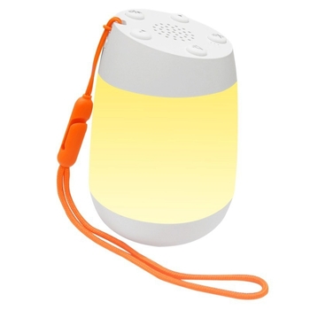 Baba alvássegítő fehér zajjal, éjjeli fénnyel és hangszóróval — hordozható alvóeszköz időzítő és zenei funkciókkal; száraz elemről működik; üzemidő 8–12 óra; kapacitás 1200–2000 mAh; cserélhető elem