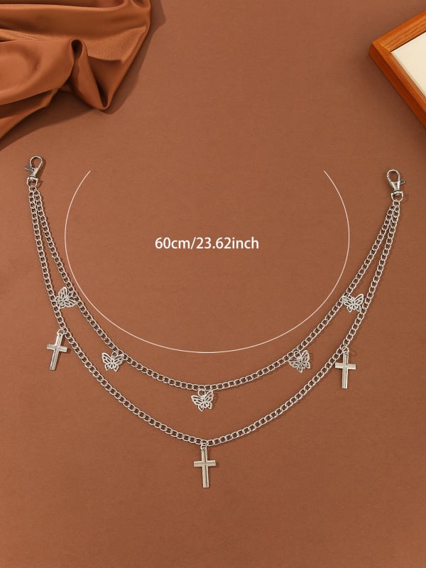 Pojas lanac - metal, unisex, svestran stil, dvostruke petlje za pojas, prilagodljiv