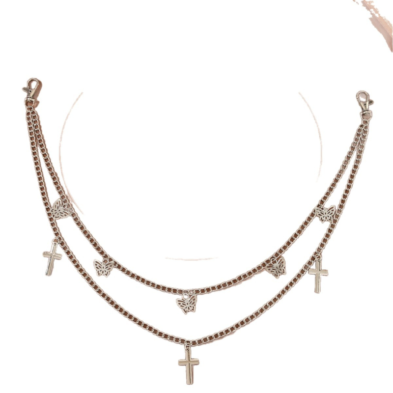 Pojas lanac - metal, unisex, svestran stil, dvostruke petlje za pojas, prilagodljiv