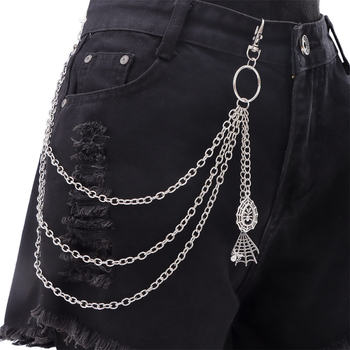 Pojasna ogrlica s punk metalnim prstenom i višeslojnom mrežastom tijelnom lancu, unisex metalni pojas, duljina ispod 60 cm, jedna kopča, zimsko izdanje 2024