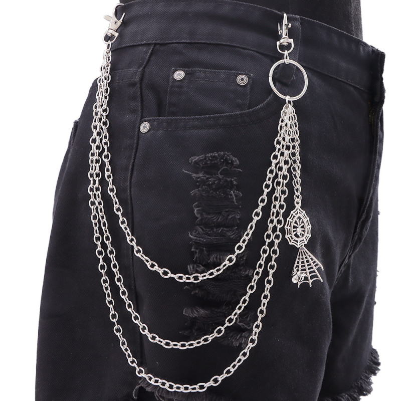 Pojasna ogrlica s punk metalnim prstenom i višeslojnom mrežastom tijelnom lancu, unisex metalni pojas, duljina ispod 60 cm, jedna kopča, zimsko izdanje 2024