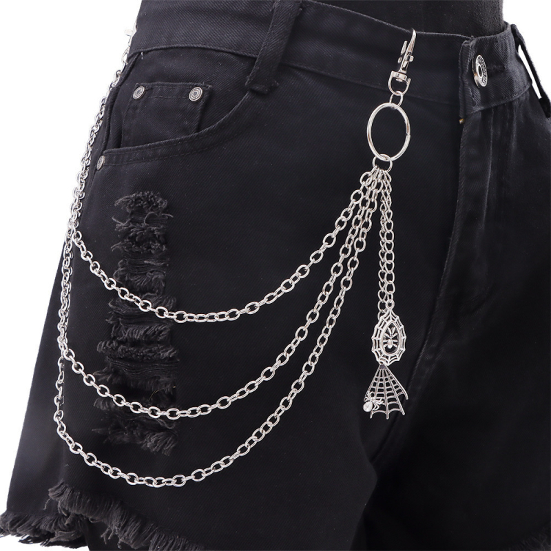 Pojasna ogrlica s punk metalnim prstenom i višeslojnom mrežastom tijelnom lancu, unisex metalni pojas, duljina ispod 60 cm, jedna kopča, zimsko izdanje 2024