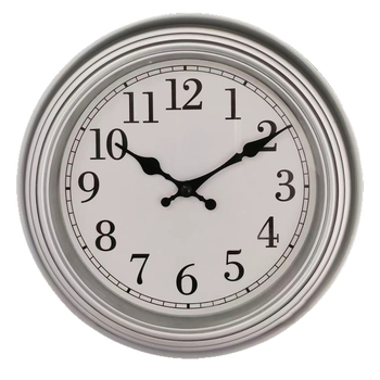 Stenné hodiny s kvartzovým pohybom s tichým chodom, kruhový plastový kryt, ciferník s číslami, batériové napájanie, akrylové zrkadlo